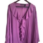 Maggie Barnes  Women Ruffle Top 26/28 Purple Lagenlook‎ Career Workwear Dressy Photo 6