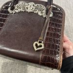 Brighton Vintage  Chantilly Brown Leather Satchel Handbag Purse Heart Owl Photo 2