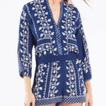 BCBGMAXAZRIA Danae Floral Print Romper Women's Medium Boho V-Neck 3/4 Sleeve Photo 0