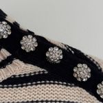 J.Crew  Cable-Knit Mock-neck Pullover Sweater Size Small Stripe Jewel Buttons Photo 5