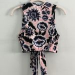 Show Me Your Mumu The Conga Baja Bloom Crinkle Stretch Pink V-Neck Wrap Top Photo 4