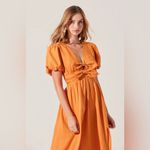 ASTR  Citrine Linen Bow Front Midi Dress Turmeric Orange One Size NWT Photo 4