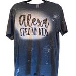 Gildan "Alexa Feed My Kids" Distressed Graphic T-Shirt Medium Softstyle Gray Cot Photo 0
