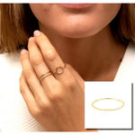 Boutique Dainty 14k Gold Plated S925 Bead Ball Ring‎ Jewelry, Size 6 Photo 2
