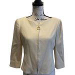 Ellen Tracy Linda Allard  Blazer Jacket Ivory Size 6P Petite Zip Front office Photo 0