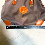 LuluCastagnette Brown‎ Nylon Tote Bag Tan Leather Trim Medium Shoulder Bag Brown Photo 7