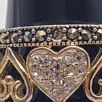 LA Jewelry Silver Tone & Gold Tone CZ & Marcasite Hearts Ring (6.75) Photo 8