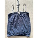 American Eagle Tank Womens Small Blue Crochet Trim Babydoll Y2K Boho Tie Photo 3