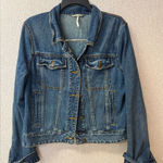 Free People  Women Size Large Blue‎ Denim Jacket with Patch Photo 0