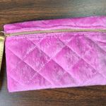 Ipsy Pink Quilted Velvet Pouch Zippered Cosmetic Bag Toiletries Makeup Bag Photo 1