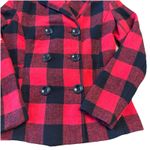 Rampage  Women’s Buffalo Check Plaid Pea Coat Double Breasted Jacket Size Medium Photo 1