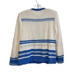 St. John ST.‎ JOHN 3 Piece Blue White Knit Suit Gold Button Jacket Size 8 Skirt Size 14 Photo 3
