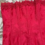 Frederick's of Hollywood Vtg Corset Top Bustier Red Lace Brocade M Medium 36 Photo 4