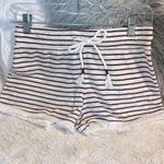 No Boundaries Beachy Comfy Knit Shorts Wine White Striped Elastic Waist Frayed Hem XS Photo 2