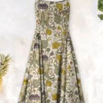 AVERIE Zaila Sleeveless Floral Print Botanical Pleated Midi Dress Size L‎ NWT Tan Size L Photo 6