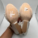 Dee Ocleppo Bow Satin Wedge Sandals 2404 white size 8.5 slip on heel Photo 8