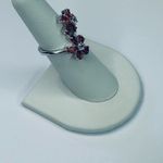 CORAL Pink Flower Cubic Zirconia CZ Silver Tone Cocktail Ring Photo 2