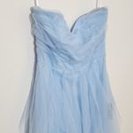 Lulus  Blue Tulle Strapless Maxi Dress NWT Size Small Blue Prom Homecoming Dress Photo 3