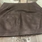 Embroidered faux leather black zip front floral mini skirt size Medium Photo 6