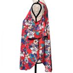 Lime n Chili Line n Chili coral cold shoulder top floral design stretchy fabric shirt sleeve Photo 1