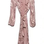 Lovers + Friends  Bali Kimono Wrap Dress Pink Floral Satin Ruffle XS Photo 0