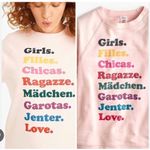 J.Crew X Girls Inc Sweatshirt Women's XS Pink Graphic Love Fleece Pullover Photo 1