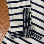 J.Crew Metallic-trim V-Neck striped cardigan sweater Navy Ivory XS preppy Photo 4