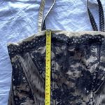 Tripp NYC Vintage  Women's Corset Sz M Tank Top Black Brown Lace Up Zip Cotton Photo 7