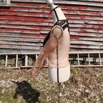 Forever 21  Size Small S Sheer Light Carmel Brown Black Cropped Crochet Festival Photo 15