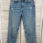 Free People  Distressed Button Fly Straight Leg Jeans Light Wash-27 Photo 0