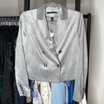 White House | Black Market Cropped Velvet Blazer Mercury Gray Photo 3