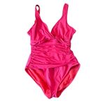 Ralph Lauren Lauren neon pink vneck ruched tummy control one piece 10 Photo 1