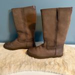 Frye  Gemma Tall Shearling Gray Leather Winter Boots Photo 3