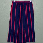 Vintage pleated midi skirt • navy blue with red stripes • modest • 70s 80s Photo 0