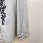 Max Studio Gray Cotton Floral Embroidered Shirt with Long Sleeves Small Photo 5