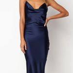 Petal and Pup Persia satin midi dress in navy Photo 0