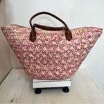 Falls Creek NWOT Cream & Pink Straw Tote Bag One Size Beach Everyday Purse Photo 0