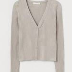 H&M NWOT  rib-knit cardigan black button up top long sleeve xs Photo 0