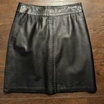 Newport News  Leather Skirt Black A-line Stitch Detail Photo 0