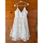 Lulus NWT  Floral Feelings White Floral Jacquard Babydoll Mini Dress Cocktail M Photo 2