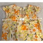 Women’s Linen Blend Floral Tie Front Blouse Top Large Tan Photo 6
