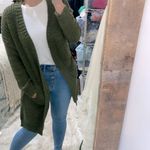 None Green knit sweater cardigan with pockets size medium/large Photo 1