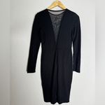 H&M  Black Mesh Sheer‎ Deep Vneck Black Dress CP Photo 1