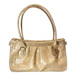 Brahmin Croc Embossed Leather Satchel Dual Handle Zipper Closure Cream Handbag Photo 5