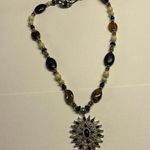 CHAPS Signed Brown / Black Bead Beaded Silver Tone Clasp Long Necklace / Pendant Photo 0