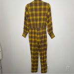 The Happy X Nature Plaid Flannel Long Sleeve Surplice Neck Jumpsuit in size 4 Gold Photo 1