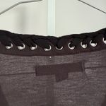 ALLSAINTS Black Viscose Lace Up V Neck Short Sleeve Cropped Tee Top Small Photo 7