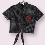 Costumes USA Retro Black and White Polka Dot Sequin Cherry Tie Crop Top Size M Photo 1