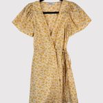 Madewell Womens Dress Yellow Fiore Mini Floral Ditsy V Neck Wrap A Line Boho XS Photo 1