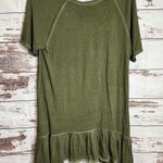 Dantelle  Women Blouse Green XL Oil Dye Ruffle Hem Stretch Top Short Sleeve Photo 8